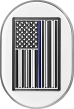 Load image into Gallery viewer, Figurati Designs Antenna Cover - Left Rear Fender - Blue Line American Flag - Chrome - Main Product View