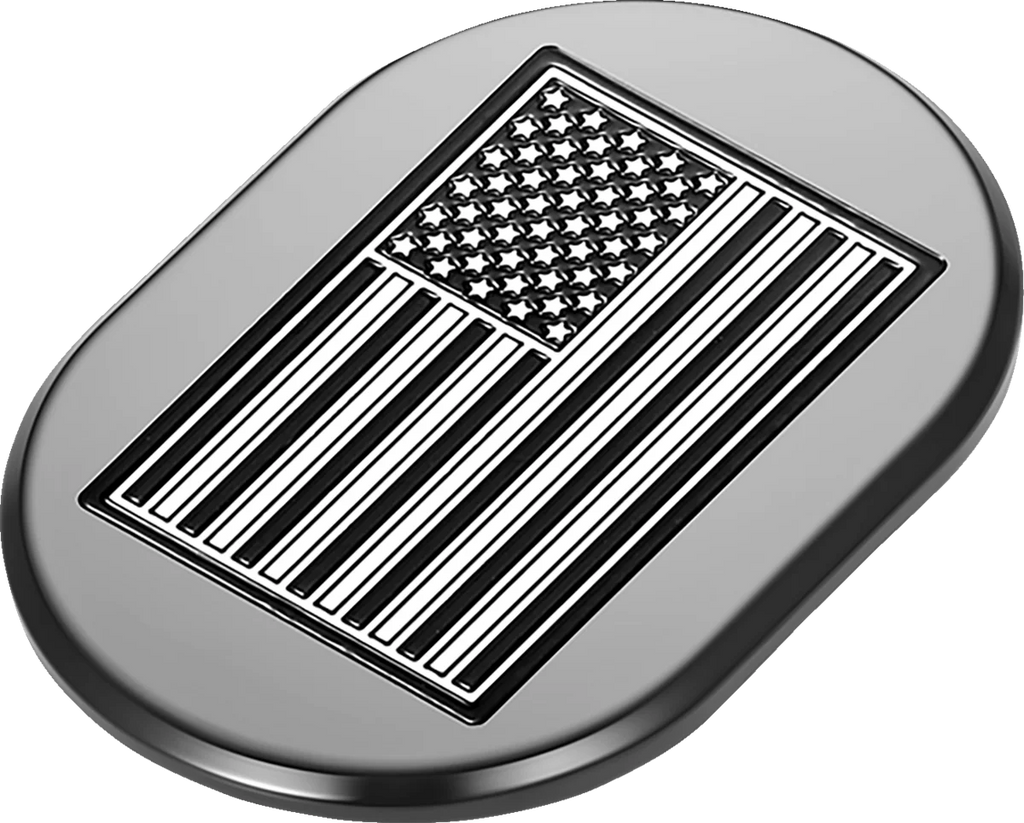 Figurati Designs Antenna Cover - Left Rear Fender - Contrast Cut American Flag - Black - Side View