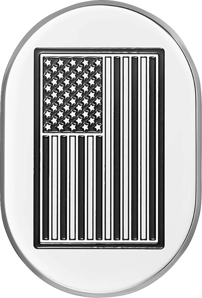 Figurati Designs Antenna Cover - Left Rear Fender - Contrast Cut American Flag - Chrome - Main Product View