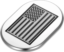 Load image into Gallery viewer, Figurati Designs Antenna Cover - Left Rear Fender - Contrast Cut American Flag - Chrome - Side View