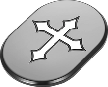 Load image into Gallery viewer, Figurati Designs Antenna Cover - Left Rear Fender - Cross - Black - Side View