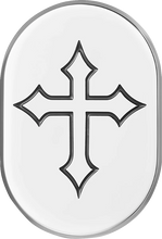 Load image into Gallery viewer, Figurati Designs Antenna Cover - Left Rear Fender - Cross - Chrome - Main Product View