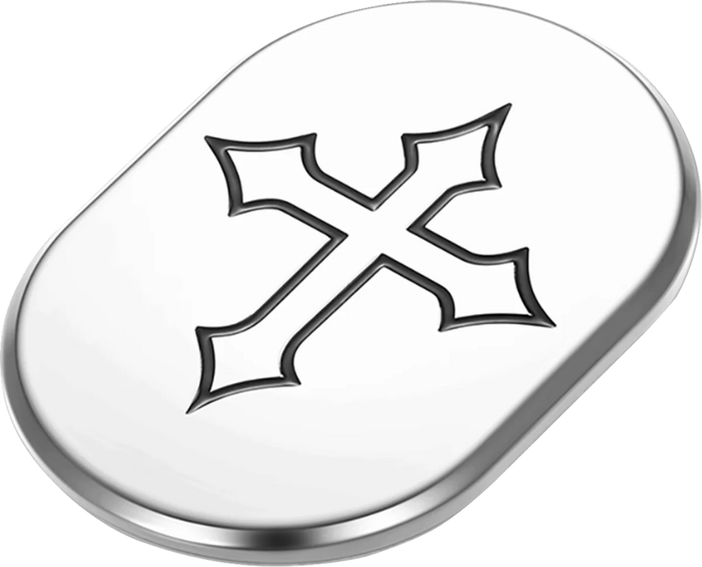 Figurati Designs Antenna Cover - Left Rear Fender - Cross - Chrome - Side View