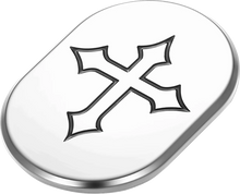 Load image into Gallery viewer, Figurati Designs Antenna Cover - Left Rear Fender - Cross - Chrome - Side View