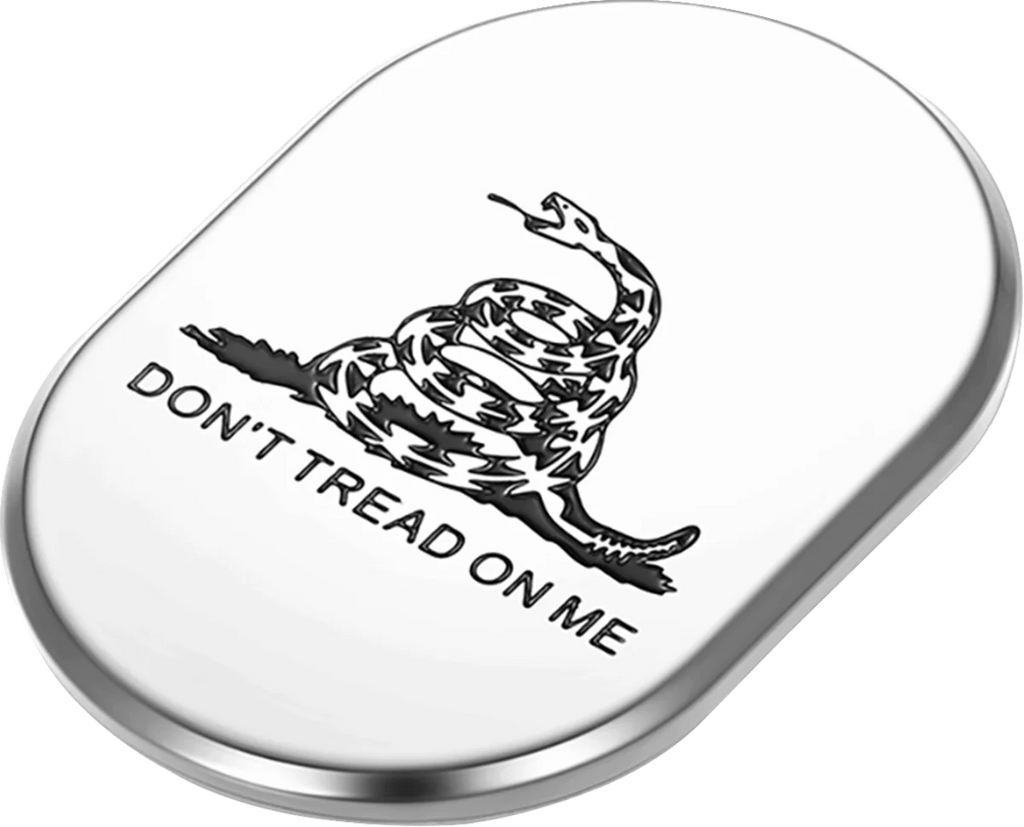 Figurati Designs Antenna Cover - Left Rear Fender - Don't Tread On Me - Chrome - Side View