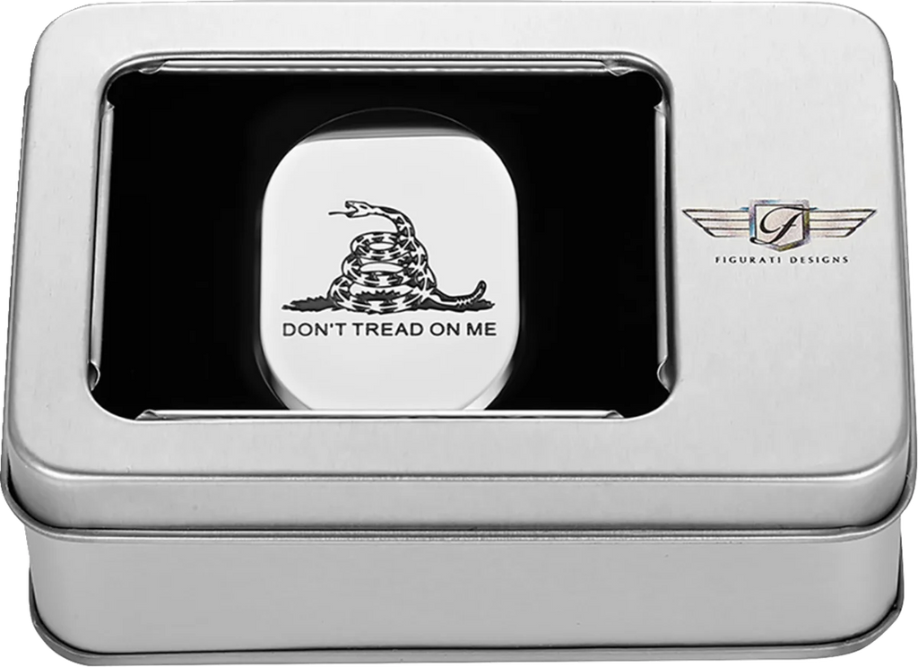Figurati Designs Antenna Cover - Left Rear Fender - Don't Tread On Me - Chrome - Back View