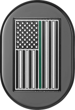 Load image into Gallery viewer, Figurati Designs Antenna Cover - Left Rear Fender - Green Line American Flag - Chrome - Main Product View