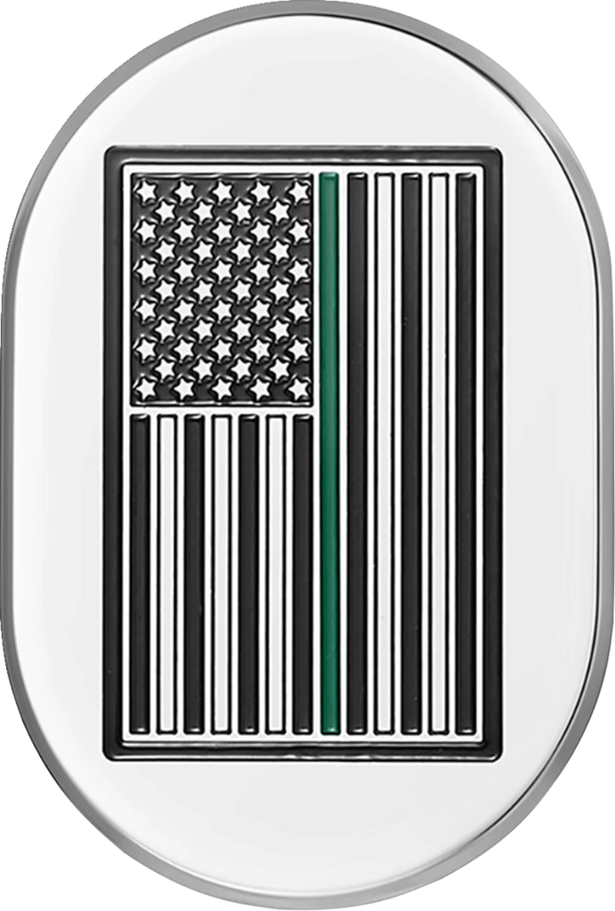 Figurati Designs Antenna Cover - Left Rear Fender - Green Line American Flag - Chrome - Main Product View