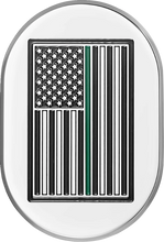 Load image into Gallery viewer, Figurati Designs Antenna Cover - Left Rear Fender - Green Line American Flag - Chrome - Main Product View