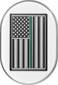 Figurati Designs Antenna Cover - Left Rear Fender - Green Line American Flag - Chrome - Main Product View