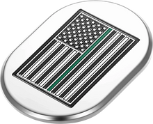 Load image into Gallery viewer, Figurati Designs Antenna Cover - Left Rear Fender - Green Line American Flag - Chrome - Side View