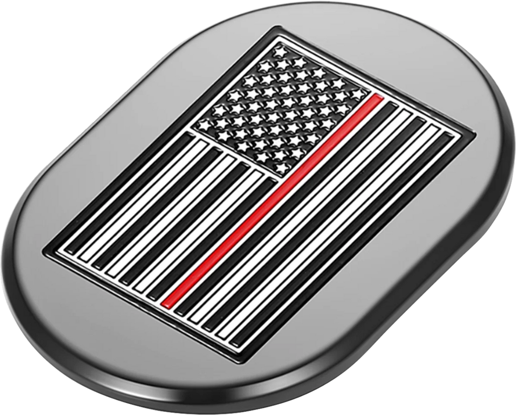 Figurati Designs Antenna Cover - Left Rear Fender - Red Line American Flag - Black - Side View