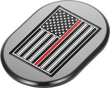 Load image into Gallery viewer, Figurati Designs Antenna Cover - Left Rear Fender - Red Line American Flag - Black - Side View