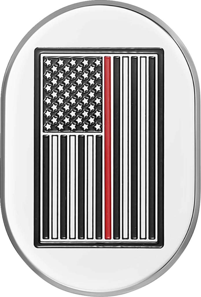 Figurati Designs Antenna Cover - Left Rear Fender - Red Line American Flag - Chrome - Main Product View