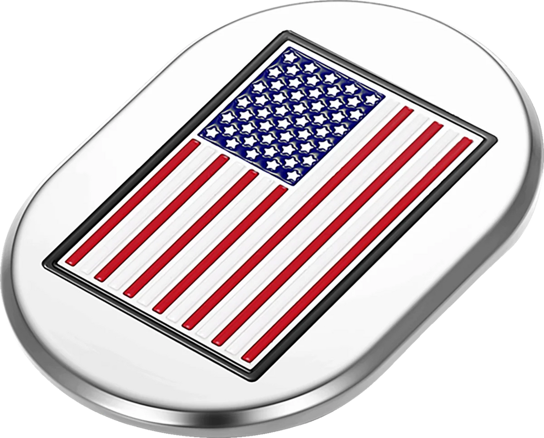 Figurati Designs Antenna Cover - Right Rear Fender - American Flag - Chrome - Side View