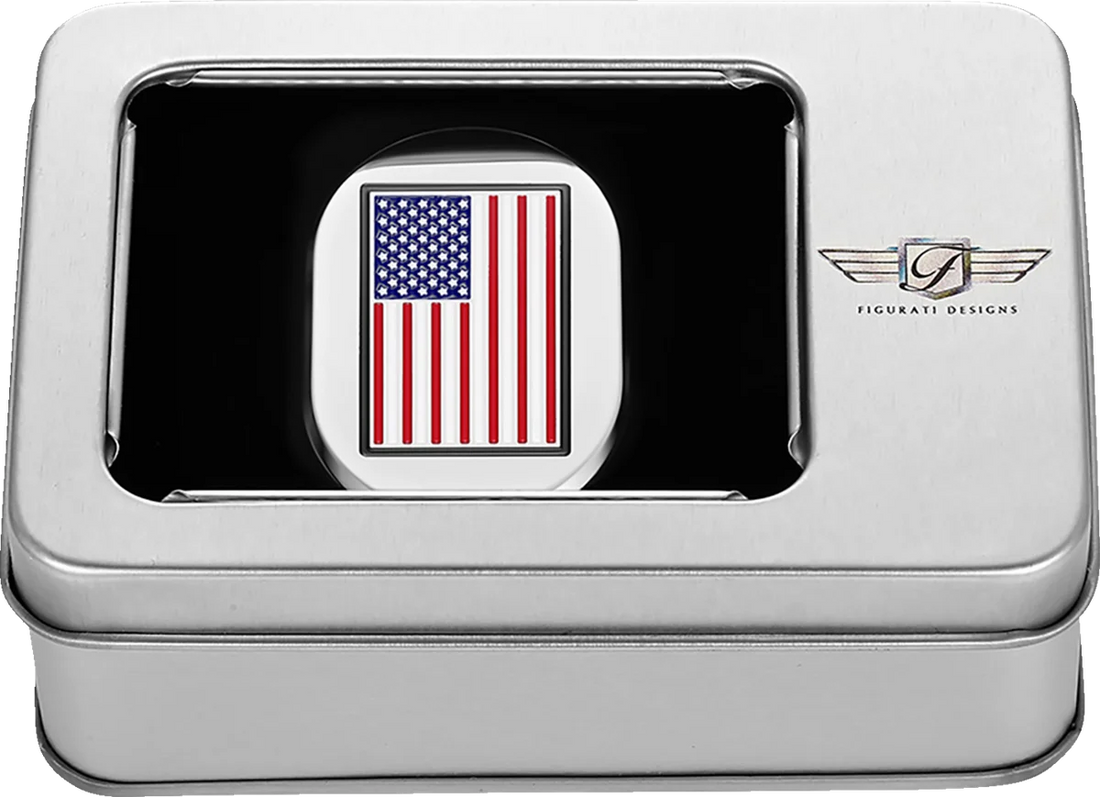 Figurati Designs Antenna Cover - Right Rear Fender - American Flag - Chrome - Back View