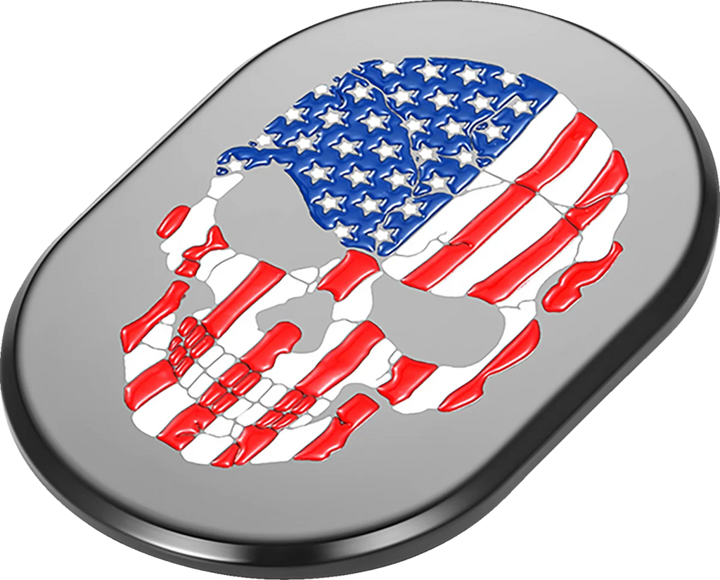 Figurati Designs Antenna Cover - Right Rear Fender - American Flag Skull - Black - Side View
