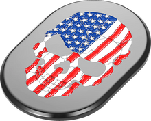 Load image into Gallery viewer, Figurati Designs Antenna Cover - Right Rear Fender - American Flag Skull - Black - Side View