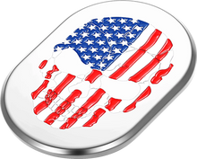Load image into Gallery viewer, Figurati Designs Antenna Cover - Right Rear Fender - American Flag Skull - Chrome - Side View