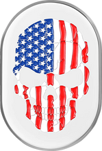 Load image into Gallery viewer, Figurati Designs Antenna Cover - Right Rear Fender - American Flag Skull - Chrome - Main Product View