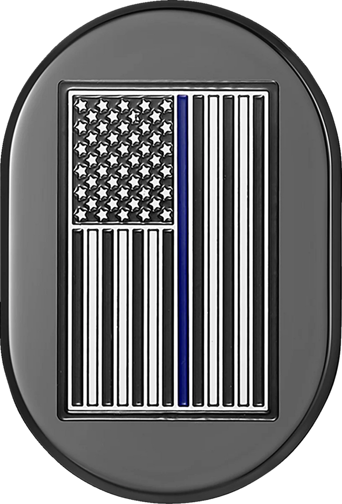 Figurati Designs Antenna Cover - Right Rear Fender - Blue Line American Flag - Black - Main Product View