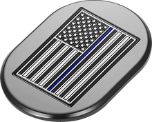 Load image into Gallery viewer, Figurati Designs Antenna Cover - Right Rear Fender - Blue Line American Flag - Black - Side View