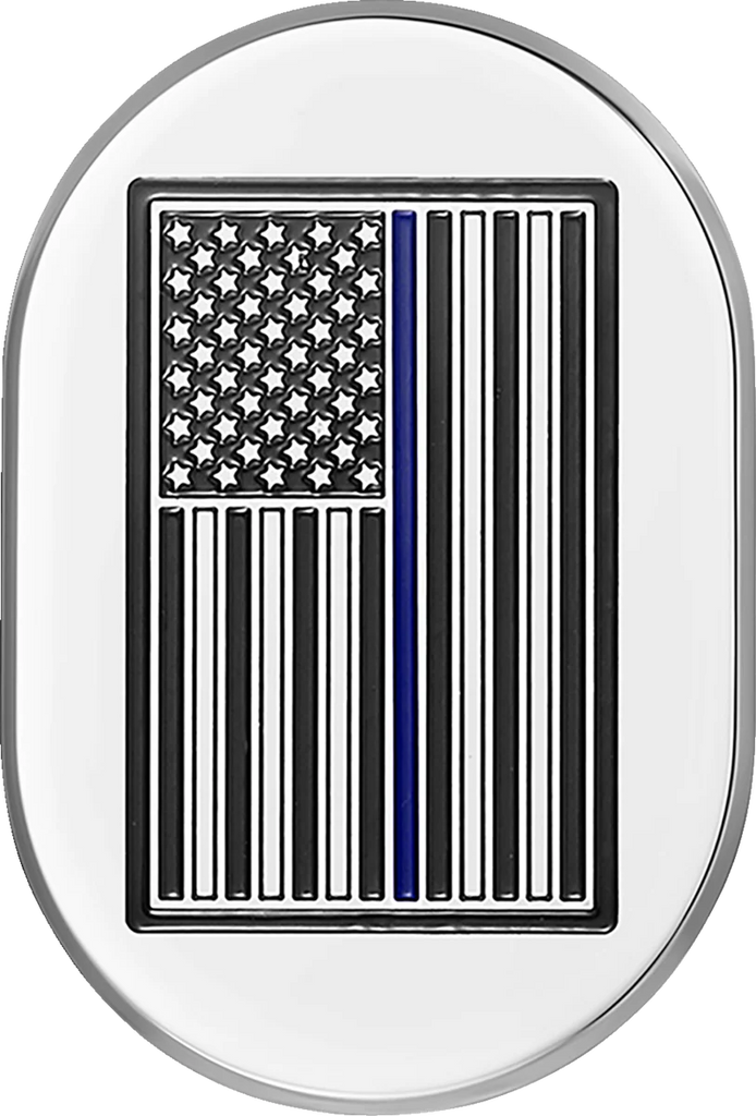 Figurati Designs Antenna Cover - Right Rear Fender - Blue Line American Flag - Chrome - Main Product View