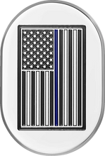Load image into Gallery viewer, Figurati Designs Antenna Cover - Right Rear Fender - Blue Line American Flag - Chrome - Main Product View