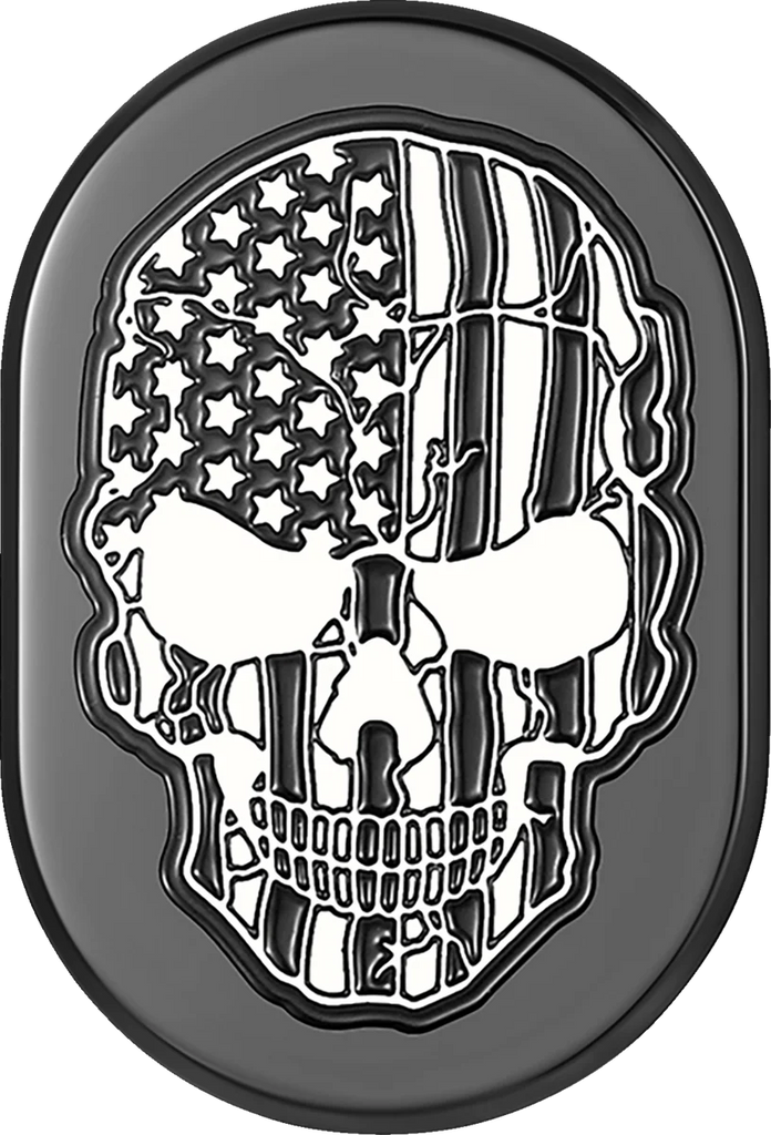 Figurati Designs Antenna Cover - Right Rear Fender - Contrast Cut American Flag Skull - Black - Main Product View