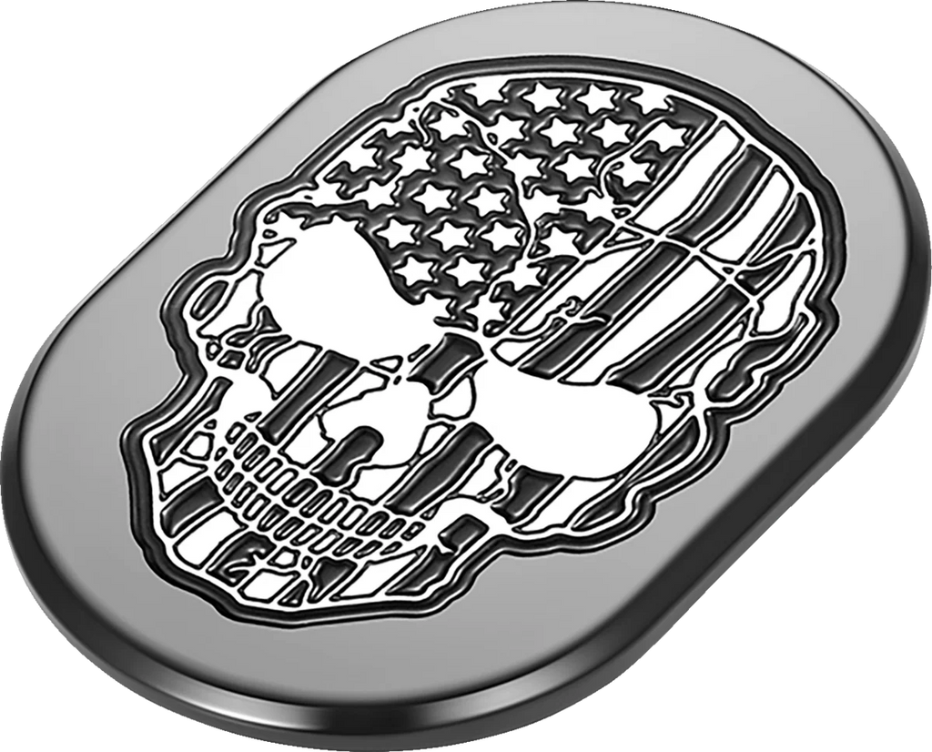 Figurati Designs Antenna Cover - Right Rear Fender - Contrast Cut American Flag Skull - Black - Side View