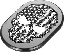 Load image into Gallery viewer, Figurati Designs Antenna Cover - Right Rear Fender - Contrast Cut American Flag Skull - Black - Side View
