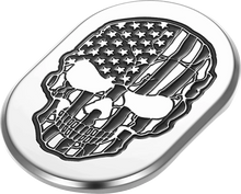Load image into Gallery viewer, Figurati Designs Antenna Cover - Right Rear Fender - Contrast Cut American Flag Skull - Chrome - Side View