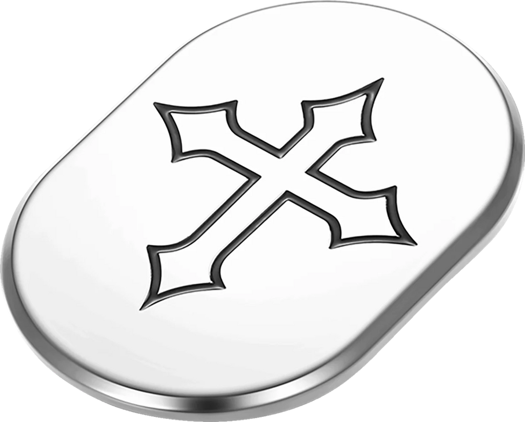 Figurati Designs Antenna Cover - Right Rear Fender - Cross - Chrome - Side View