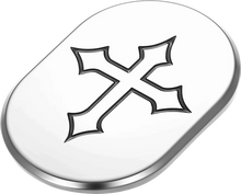 Load image into Gallery viewer, Figurati Designs Antenna Cover - Right Rear Fender - Cross - Chrome - Side View