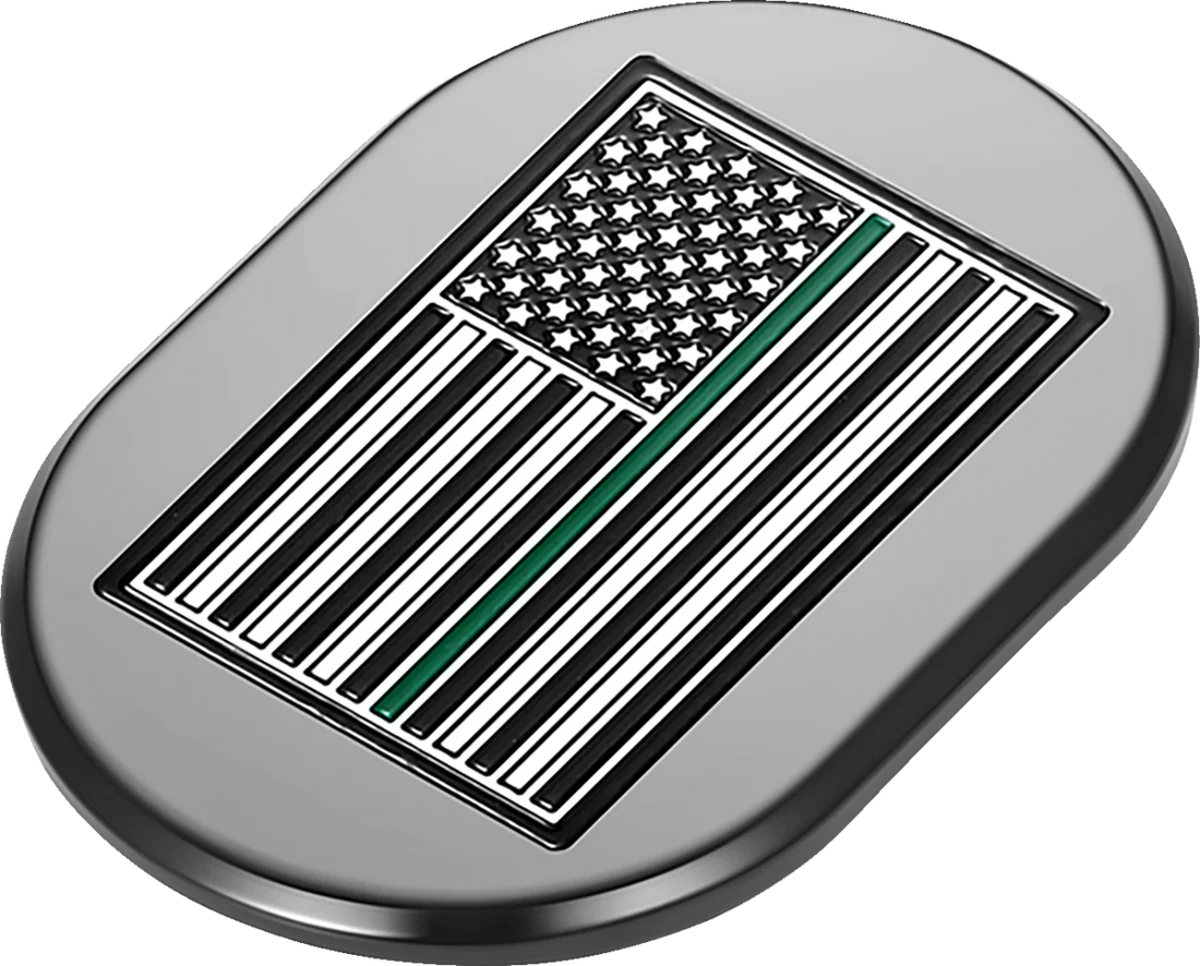 Figurati Designs Antenna Cover - Right Rear Fender - Green Line American Flag - Black - Side View