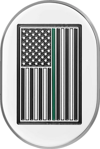 Figurati Designs Antenna Cover - Right Rear Fender - Green Line American Flag - Chrome - Main Product View