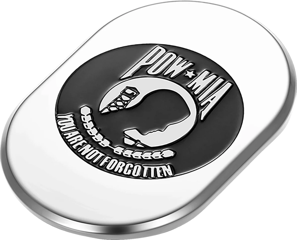 Figurati Designs Antenna Cover - Right Rear Fender - POW-MIA -Chrome - Side View