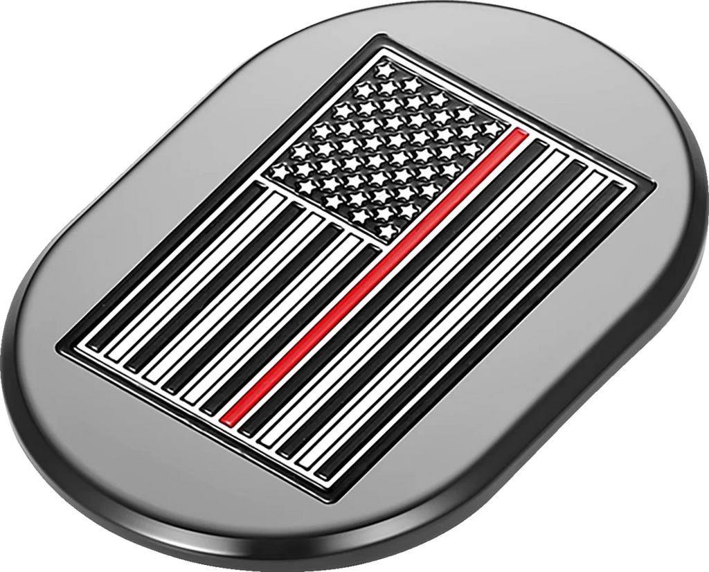 Figurati Designs Antenna Cover - Right Rear Fender - Red Line American Flag - Black - Side View