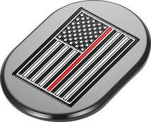 Load image into Gallery viewer, Figurati Designs Antenna Cover - Right Rear Fender - Red Line American Flag - Black - Side View
