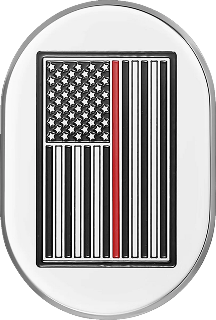 Figurati Designs Antenna Cover - Right Rear Fender - Red Line American Flag - Chrome - Main Product View