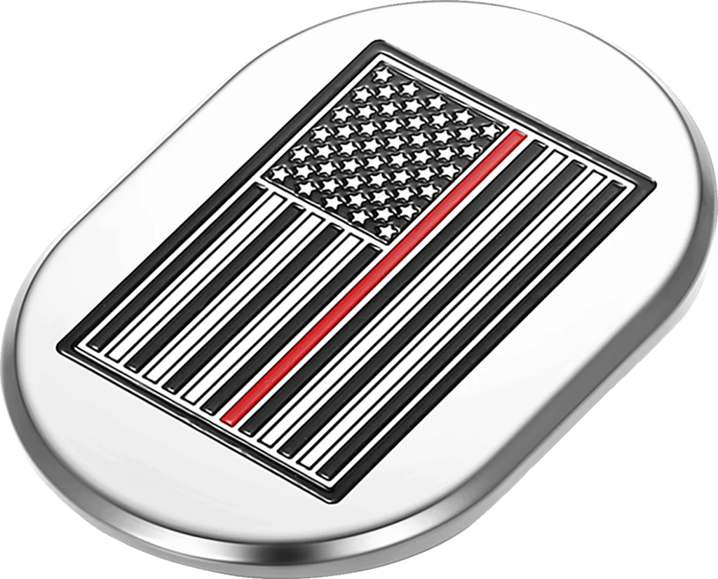 Figurati Designs Antenna Cover - Right Rear Fender - Red Line American Flag - Chrome - Side View