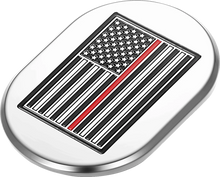 Load image into Gallery viewer, Figurati Designs Antenna Cover - Right Rear Fender - Red Line American Flag - Chrome - Side View
