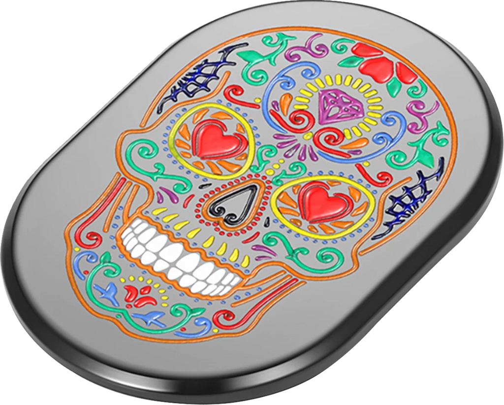 Figurati Designs Antenna Cover - Right Rear Fender - Sugar Skull - Black - Side View