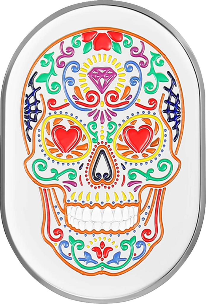 Figurati Designs Antenna Cover - Right Rear Fender - Sugar Skull - Chrome - Main Product View
