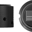 Load image into Gallery viewer, Figurati Designs Axle Nut Cover - Front - Stainless Steel - American Flag - Contrast Cut - Reversed - Black - Side View