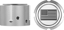Load image into Gallery viewer, Figurati Designs Axle Nut Cover - Front - Stainless Steel - American Flag - Contrast Cut - Reversed - Silver - Side View