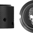 Load image into Gallery viewer, Figurati Designs Axle Nut Cover - Front - Stainless Steel - American Flag Skull - Contrast Cut - Black - Side View