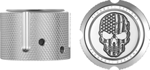 Load image into Gallery viewer, Figurati Designs Axle Nut Cover - Front - Stainless Steel - American Flag Skull - Contrast Cut - Silver - Side View