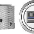 Load image into Gallery viewer, Figurati Designs Axle Nut Cover - Front - Stainless Steel - Blue Line Flag - Silver - Side View