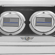Load image into Gallery viewer, Figurati Designs Axle Nut Cover - Front - Stainless Steel - Blue Line Flag - Silver - Back View